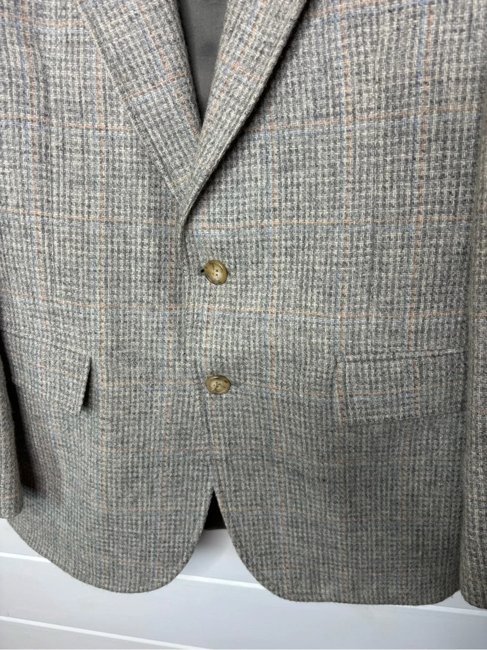 Evan-Picone for J.W. Robinson’s 100% Wool Gray Plaid Sport Coat Blazer 40R USA